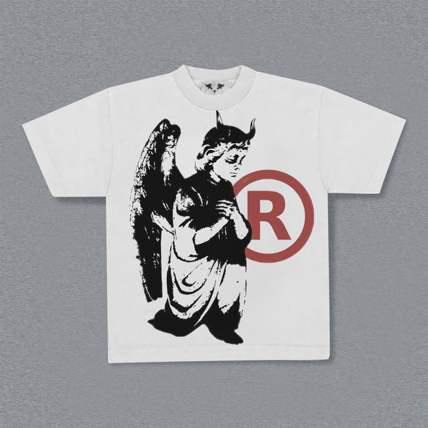 Fashion personality print round neck short-sleeved T-shirt