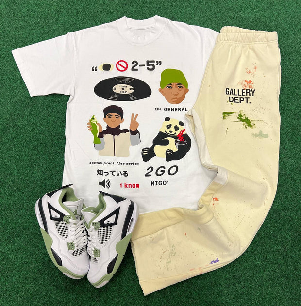 Multi-element Print T-shirt Sweatpants Two Piece Set