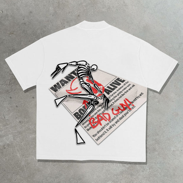 Casual street printed cotton T-shirt