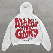 All For His Glory Print Long Sleeve Hoodies