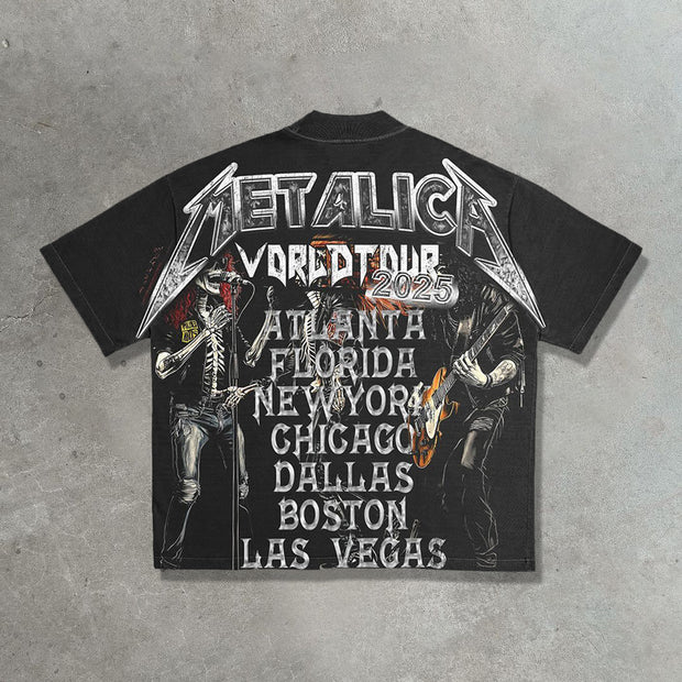 Rock and roll casual street retro heavyweight T-shirt