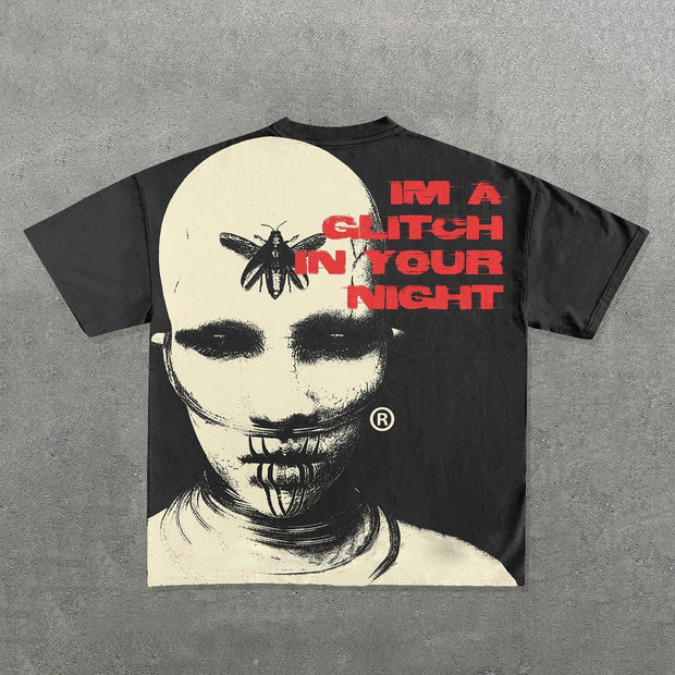 I'm A Glitch In Your Night Print Short Sleeve T-Shirt