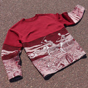 Trendy skull print crew neck sweatshirt