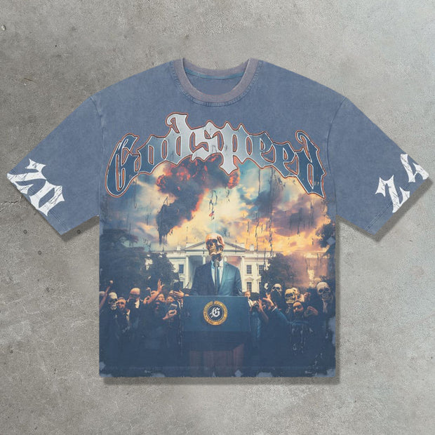 Leader casual street retro heavyweight T-shirt
