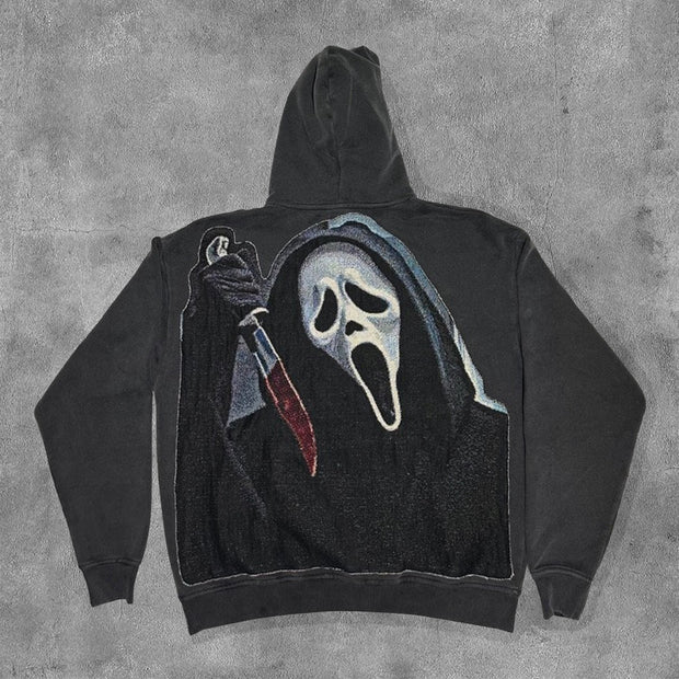 Ghostface Print Long Sleeve Hoodies