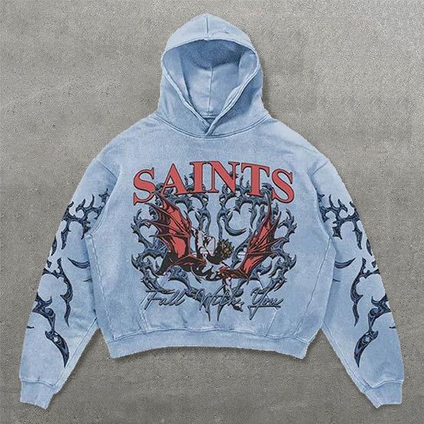 Saints All With You Print Long Sleeve Hoodies