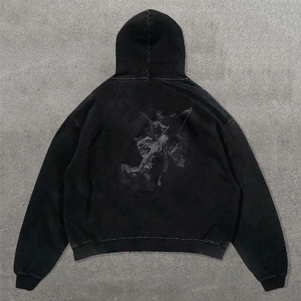 Angel Letters Print Long Sleeve Hoodies