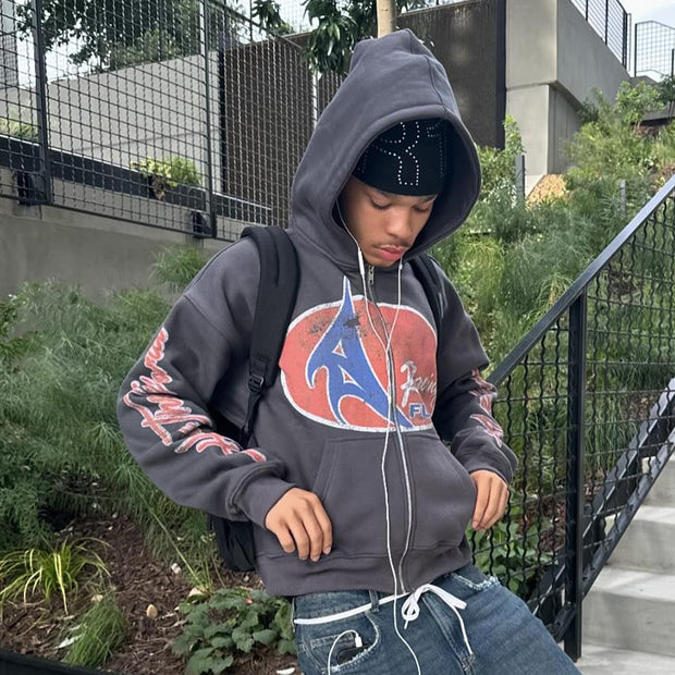 Casual Street Vintage Zipper Hoodie