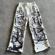Renaissance casual street style wide-leg sweat pants