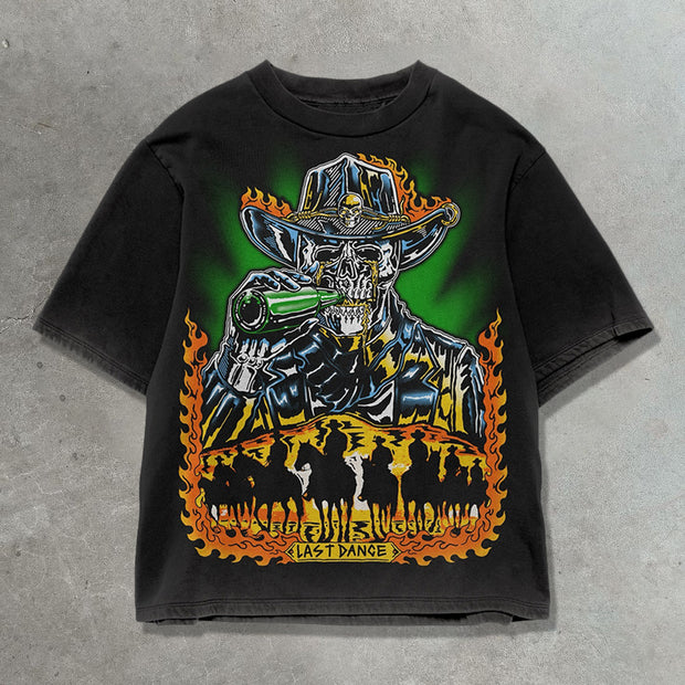 Western cowboy casual street retro T-shirt