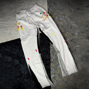 Fashionable contrasting ink-splashed print flared pants