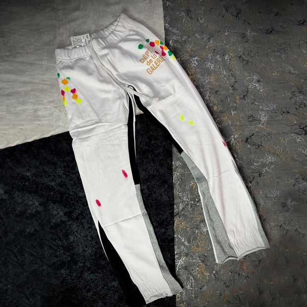 Fashionable contrasting ink-splashed print flared pants