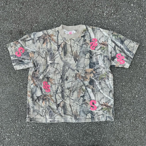 Camouflage crew neck print T-shirt