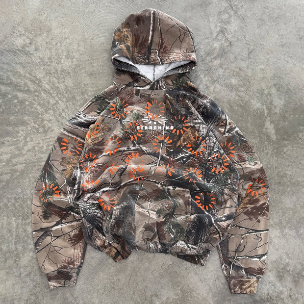 Camouflage Searching Print Long Sleeve Hoodies