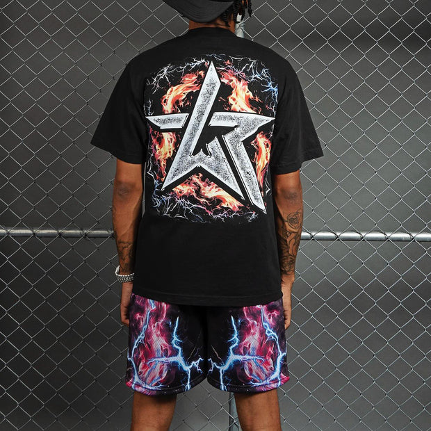 Skull and Head T-shirt Mesh Shorts Two-Piece Set