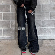 Letters Dot Printed Pocket Sweatshirt Pants