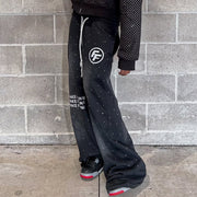 Letters Dot Printed Pocket Sweatshirt Pants