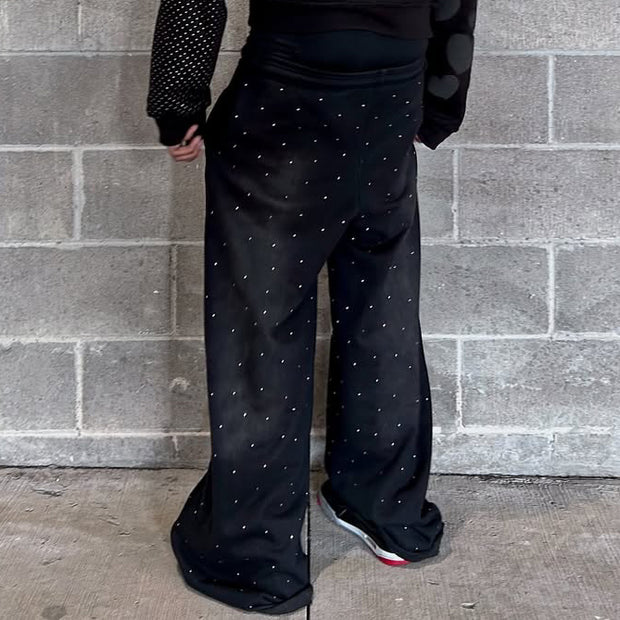 Letters Dot Printed Pocket Sweatshirt Pants