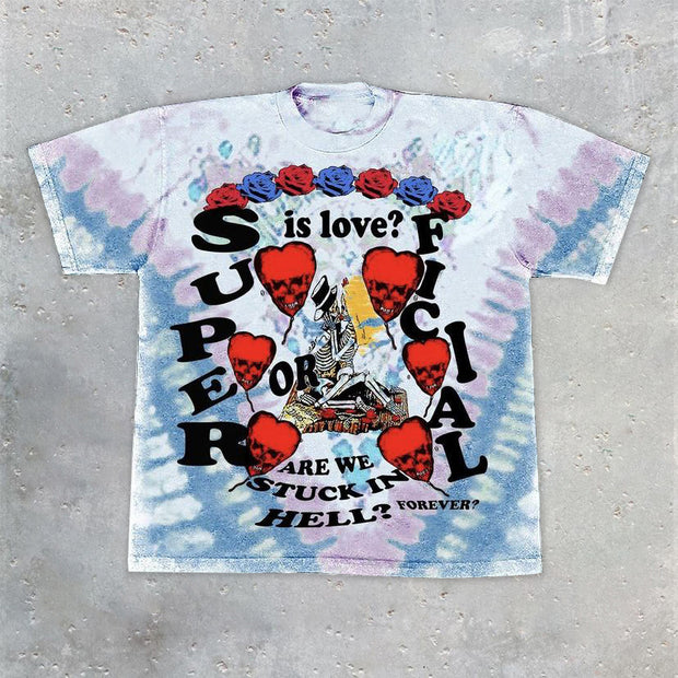 Men's street style tie-dye printed T-shirt