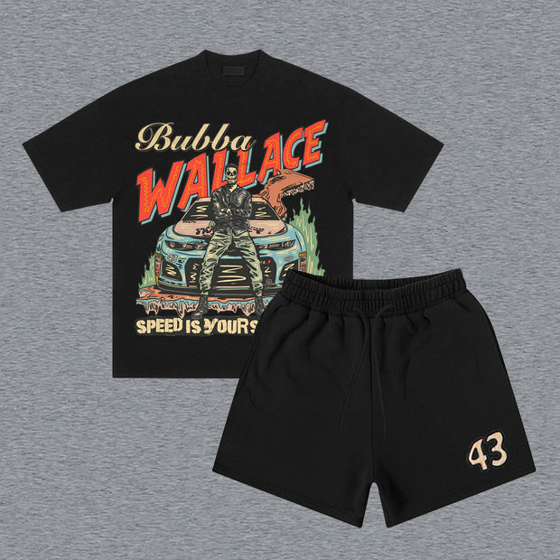 Racer No. 43 Print Short Sleeve Two Piece Set