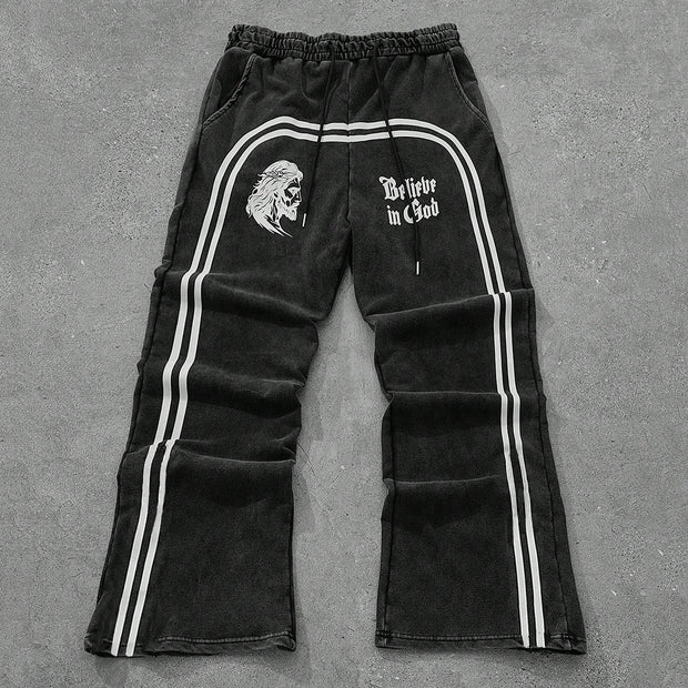 Jesus Casual Street Vintage Wide Leg Sweat Pants