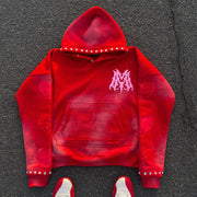 Personalized rhinestone heart print hoodie