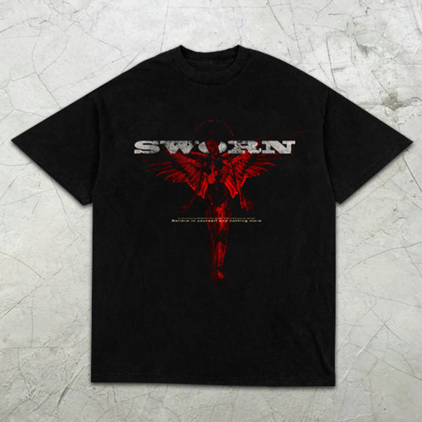 Angel Slogan Graphic Print Short Sleeve T-Shirt