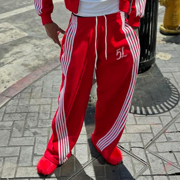 Stripe 5L Print Pocket Flared Trousers