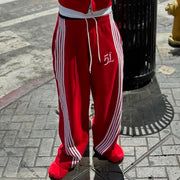 Stripe 5L Print Pocket Flared Trousers