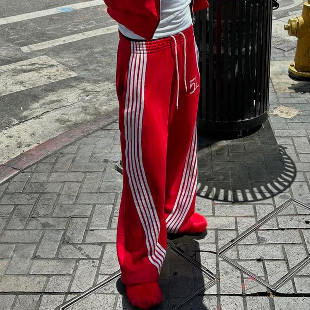 Stripe 5L Print Pocket Flared Trousers
