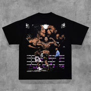 Boxing Match Print Short Sleeve T-Shirt