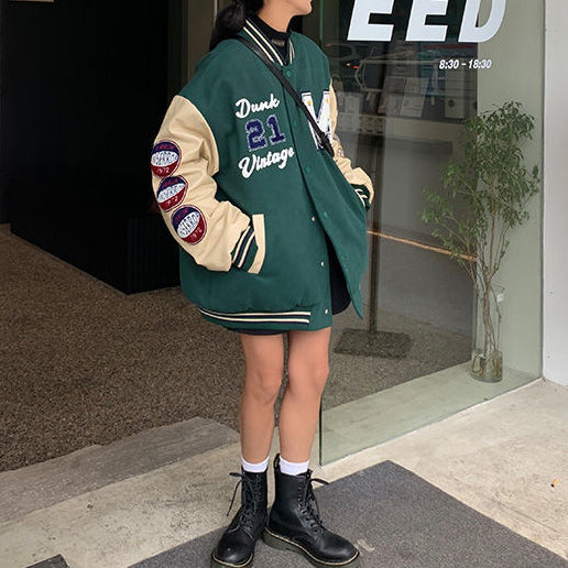 American Christmas stitching jacket jacket men and women thickening casual baseball uniform