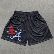 Casual Letters A Print Mesh Shorts