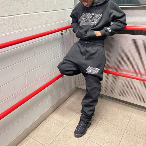 Casual Letter Print Long Sleeve Hoodie Tracksuit