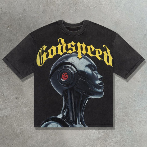 Machina casual street retro print T-shirt