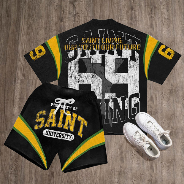 Saint No. 69 Print T-Shirt Shorts Two-Piece Set
