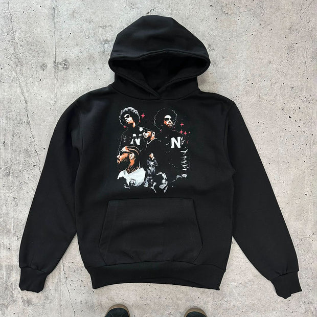 Casual Characters Print Long Sleeve Hoodies