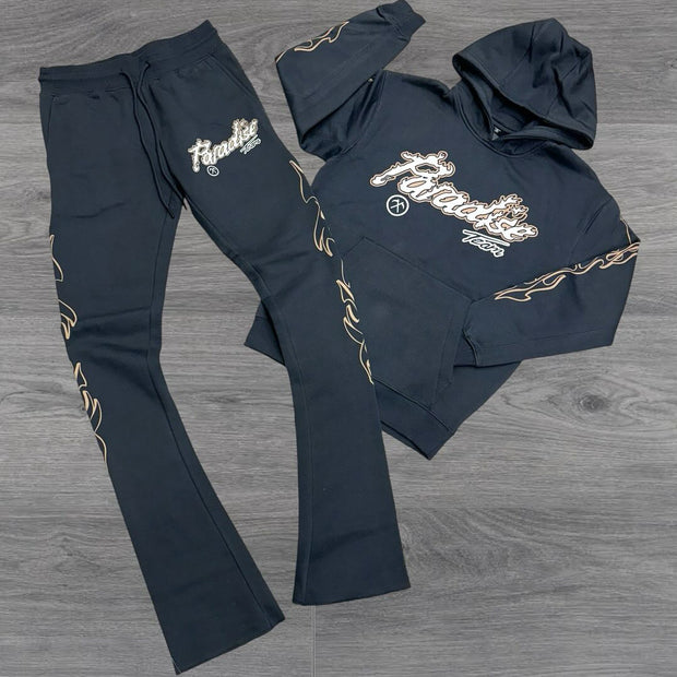 Casual Letter Print Hoodie Sweatpants Set