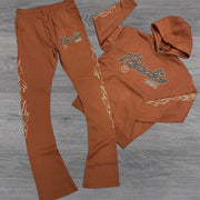 Casual Letter Print Hoodie Sweatpants Set