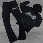 Casual Letter Print Hoodie Sweatpants Set