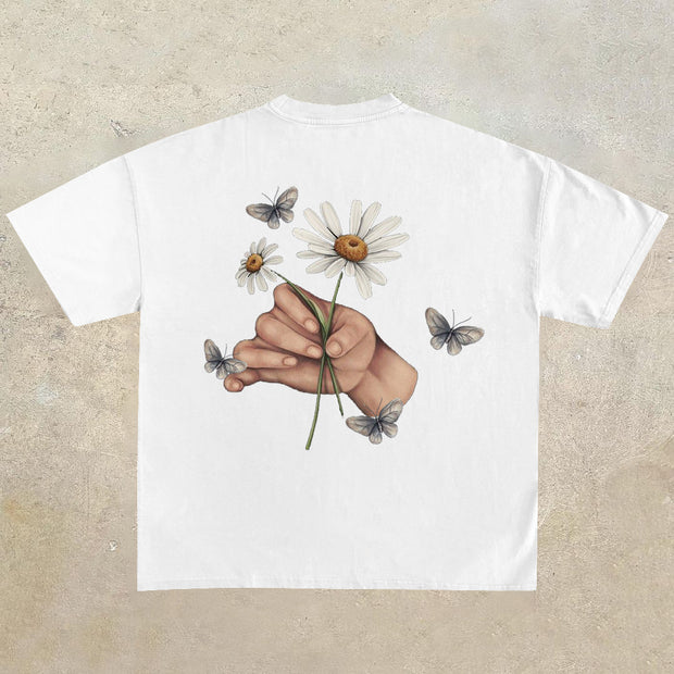 Artistic casual print short-sleeved T-shirt