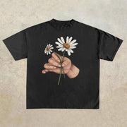Artistic casual print short-sleeved T-shirt