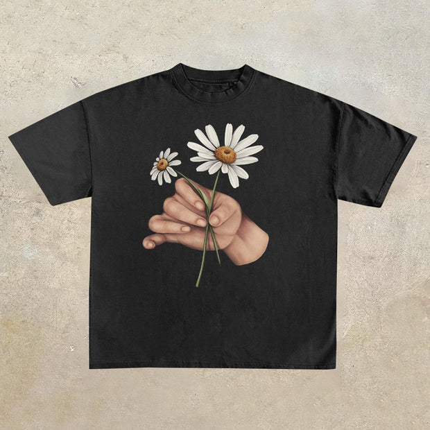 Artistic casual print short-sleeved T-shirt