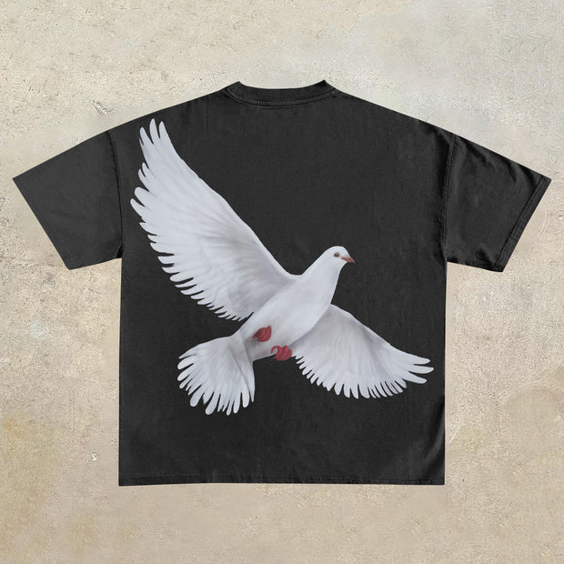 Dove Peace Freedom Casual Short Sleeve T-Shirt