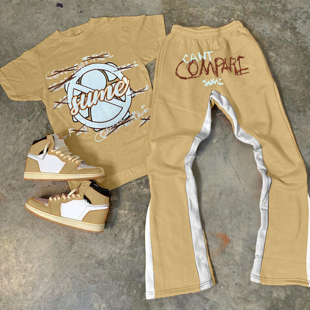 Can't Compare Print T-Shirt Trousers Two-Piece Set