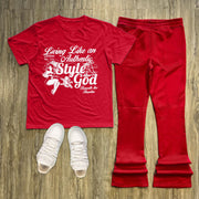 Letter print short-sleeved T-shirt and trousers two-piece set