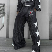 Letters Star Printed Pocket Sweatshirt Pants