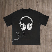 Casual Headphones Print Two Piece Set