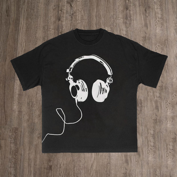 Casual Headphones Print Two Piece Set