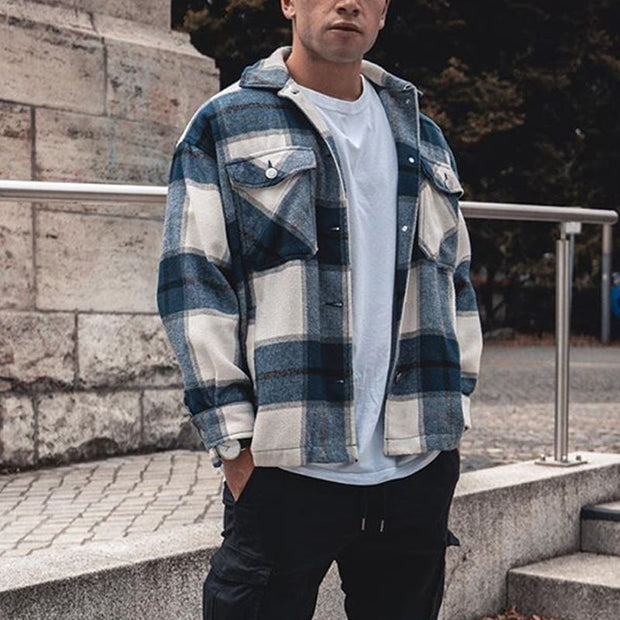 2020 autumn and winter casual men's plaid jacket jacket